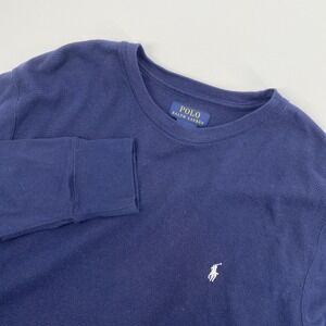 Polo Ralph Lauren T Shirt Mens Extra Large Blue Thermal Waffle Knit Preppy XL